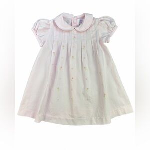 SIMI BABY Pink Floral Embroidered Short Sleeve Dress- 12M